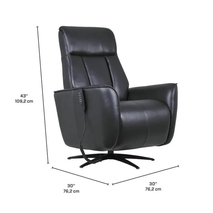 Genuine Leather Power Recliner and Swivel Chair with 4 Motors, Massage, Built-In Speakers, and LED Lighting Black Best