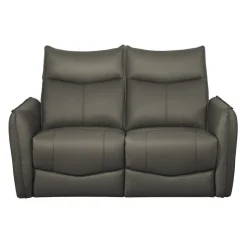 Genuine Leather Power Reclining Loveseat with 3 Motors - Headrest, Footrest & Lumbar Support Dark Taupe Sale
