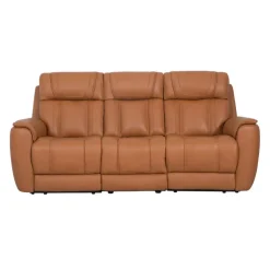 Genuine Leather Power Reclining Modular Sofa with Adjustable Headrests and a Fold-Down Seat - 3 pcs Tan Hot