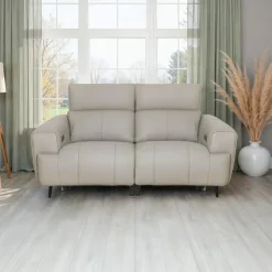 Genuine Leather Power Reclining Loveseat Grey Online