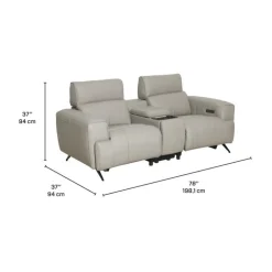 Genuine Leather Power Reclining Loveseat with Console Grey Discount