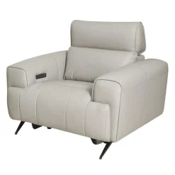 Genuine Leather Power Recliner Grey Discount
