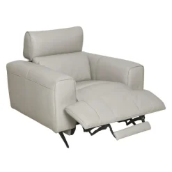 Genuine Leather Power Recliner Grey Discount