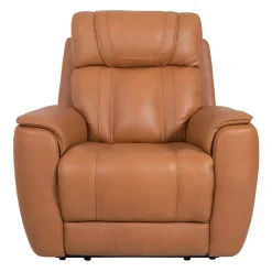 Genuine Leather Power Recliner with Adjustable Headrest Tan Outlet