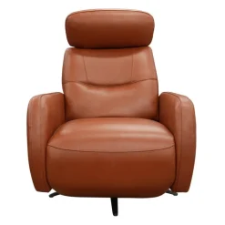 HTL Genuine Leather Power Swivel Recliner with Adjustable Headrest – TAN Clearance