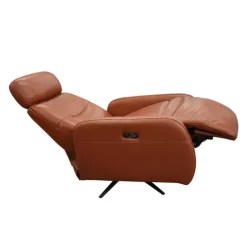 HTL Genuine Leather Power Swivel Recliner with Adjustable Headrest – TAN Clearance
