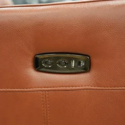HTL Genuine Leather Power Swivel Recliner with Adjustable Headrest – TAN Clearance