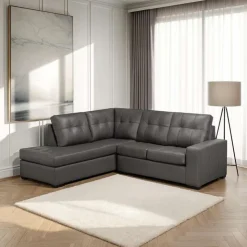 Sofa By Fancy Genuine Leather Sectional - Left-Side Chaise Grey Best