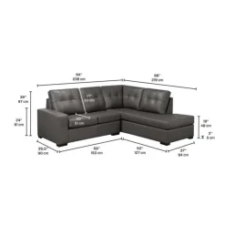 Sofa By Fancy Genuine Leather Sectional - Right-Side Chaise Grey Outlet