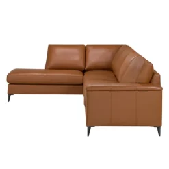 Sofa By Fancy Genuine Leather Sectional with Left-Side Chaise - Cognac Tan