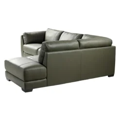 HTL Genuine Leather Sectional with Right-Side Extra Seat Vert Khaki Online