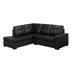 Sofa By Fancy Genuine Leather Sectional - Left-Side Chaise Black