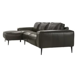 Genuine Leather Sectional with Left-Side Chaise Brown New