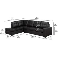 Sofa By Fancy Genuine Leather Sectional - Left-Side Chaise Black Sale