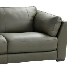 HTL Genuine Leather Sectional with Left-Side Extra Seat Vert Khaki Outlet