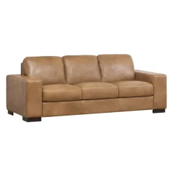 Genuine Leather Sleeper Sofa Caramel Brown New
