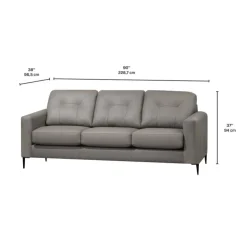 Sofa By Fancy Genuine Leather Sofa Greige New