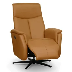 Genuine Leather Swivel Power Recliner - Tan Best