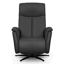 Genuine Leather Swivel Power Recliner - Dark Grey New