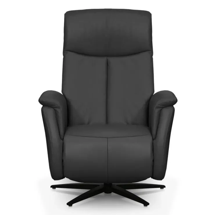 Genuine Leather Swivel Power Recliner - Dark Grey New