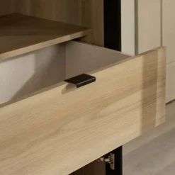 Meubles South Shore Glass-Front Cabinet with Drawer - South Shore Black Oak and Natural Ash Sale