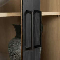 Meubles South Shore Glass-Front Cabinet with Drawer - South Shore Black Oak and Natural Ash Sale
