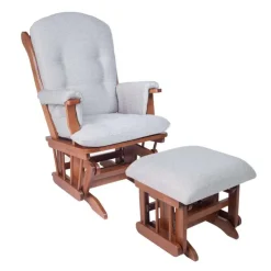 Gliding Rocking Chair and Ball-Bearing Footrest - Grey Brown/Grey Discount