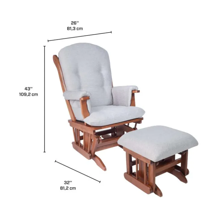 Gliding Rocking Chair and Ball-Bearing Footrest - Grey Brown/Grey Discount