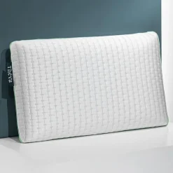 Green Tea-Infused Memory Foam Pillow White/Green Discount