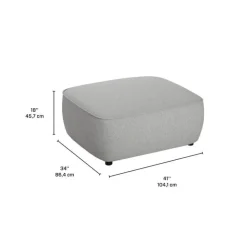 Grey Fabric Ottoman Light Grey Online
