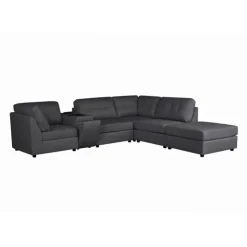 Modular Sectional with Console and Ottoman - 6 pcs Grey Outlet