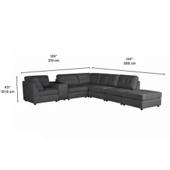Modular Sectional with Console and Ottoman - 7 pcs Grey Sale