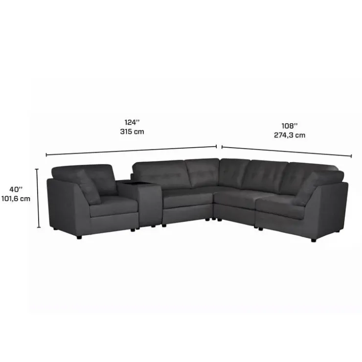 Modular Sectional with Console - 6 pcs Grey Discount