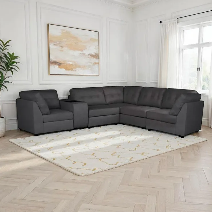 Modular Sectional with Console - 6 pcs Grey Discount