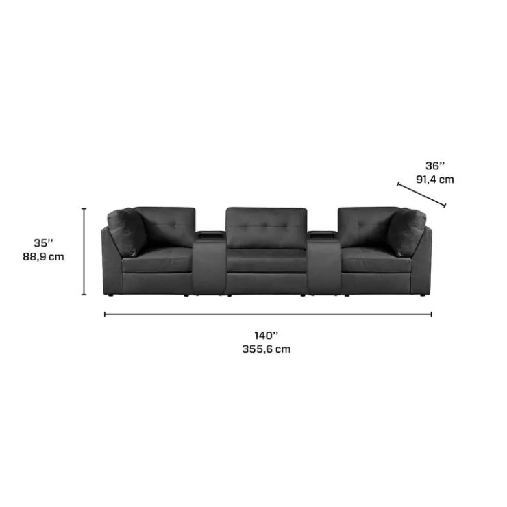 Modular Sofa with 2 Consoles - 5 pcs Grey Discount