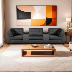 Modular Sofa with 2 Consoles - 5 pcs Grey Discount