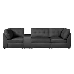 Modular Sofa with Console - 4 pcs Grey New
