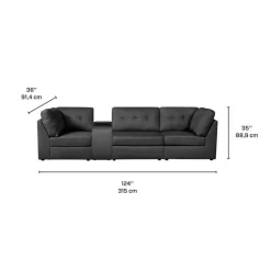Modular Sofa with Console - 4 pcs Grey New