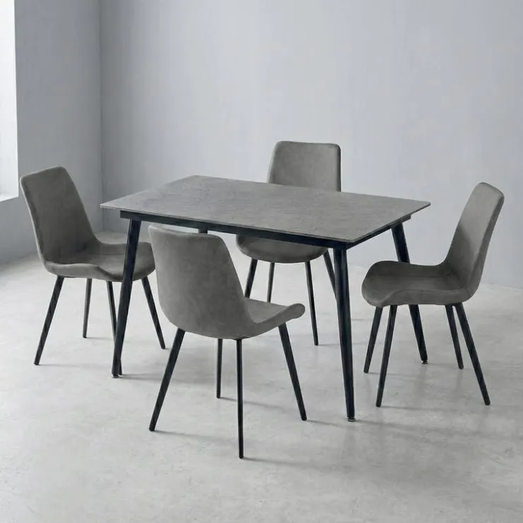 Sintered Stone Dining Set with 4 Chairs - 48" Grey Best