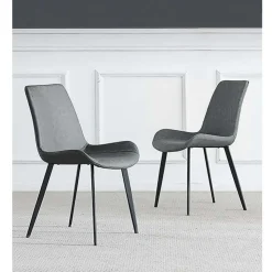 Grey Sintered Stone Dining Set with 4 Grey Chairs and 2 Cognac Chairs - 59
