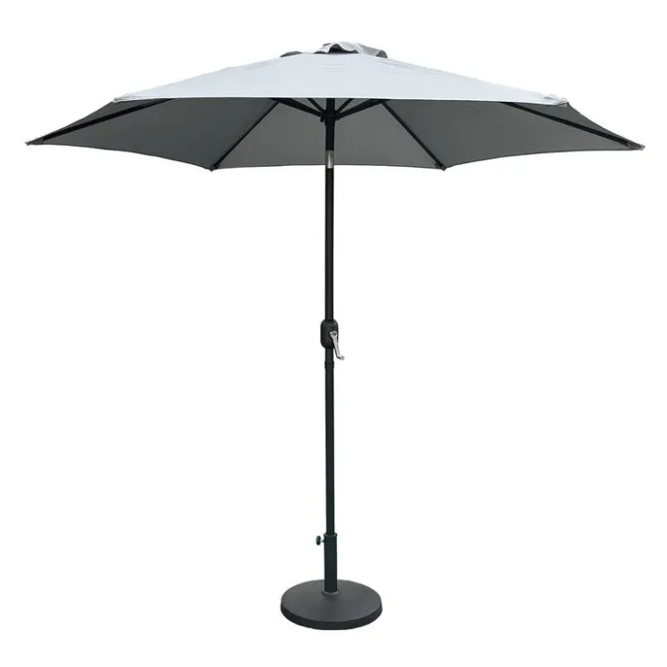 Grey Tilting Patio Umbrella with Base - 9 ft Black / Grey New