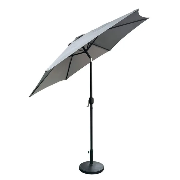 Grey Tilting Patio Umbrella with Base - 9 ft Black / Grey New