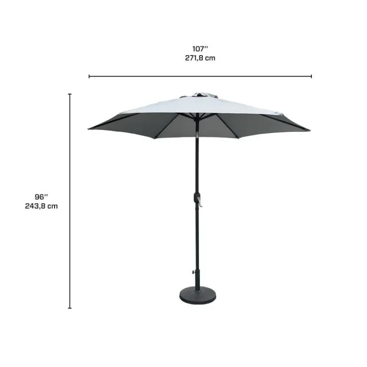 Grey Tilting Patio Umbrella with Base - 9 ft Black / Grey New