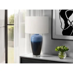 Monarch 29"H Ceramic Table Lamp Blue Clearance