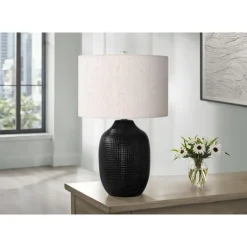 Monarch 26"H Ceramic Table Lamp Black Hot