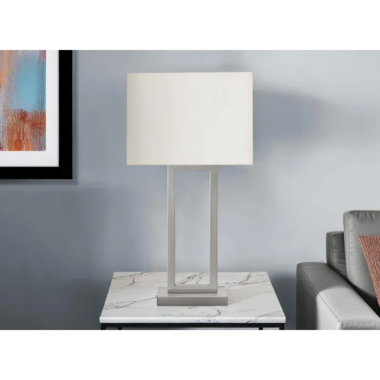 Monarch 28"H Metal Table Lamp with USB Port Silver Hot