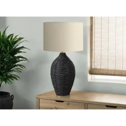 Monarch 30"H Rattan Table Lamp Black Best