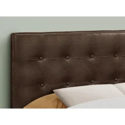 Monarch Headboard - full size - button tufted / upholstered panel - dark leathe - Brown Sale