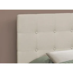 Monarch Headboard - full size - button tufted / upholstered panel - linen-look - Beige