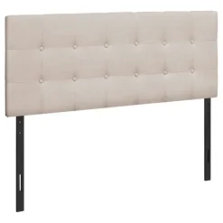 Monarch Headboard - full size - button tufted / upholstered panel - linen-look - Beige
